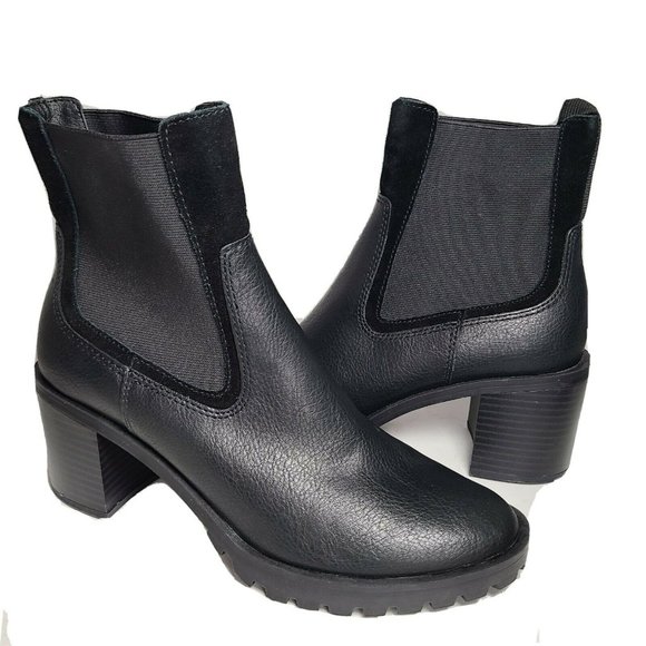 Dolce Vita Women's Chelsea Boots Booties chunky heel black vegan size 10 defect - Picture 1 of 9